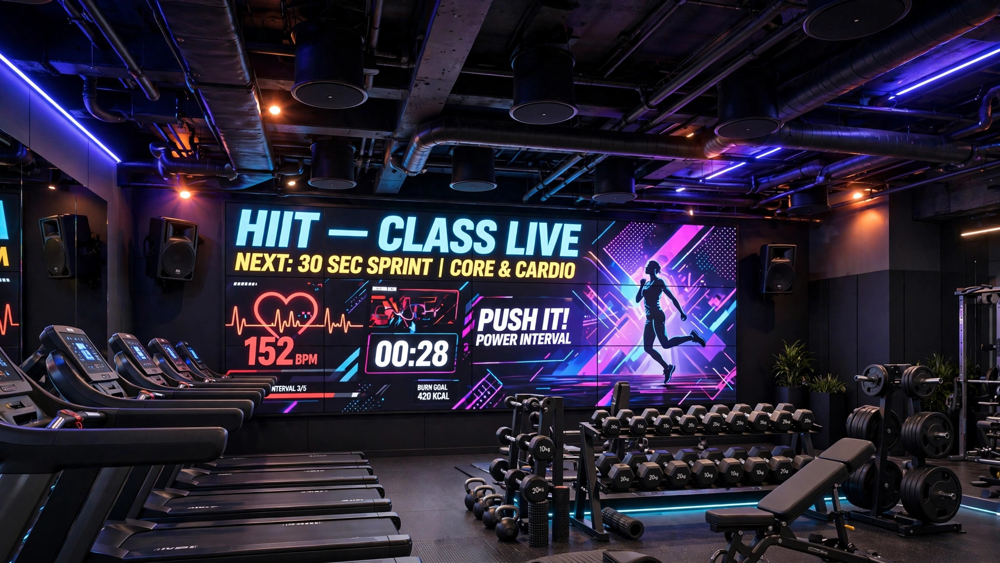 Gym LED video wall in Summerland - fitness center video display
