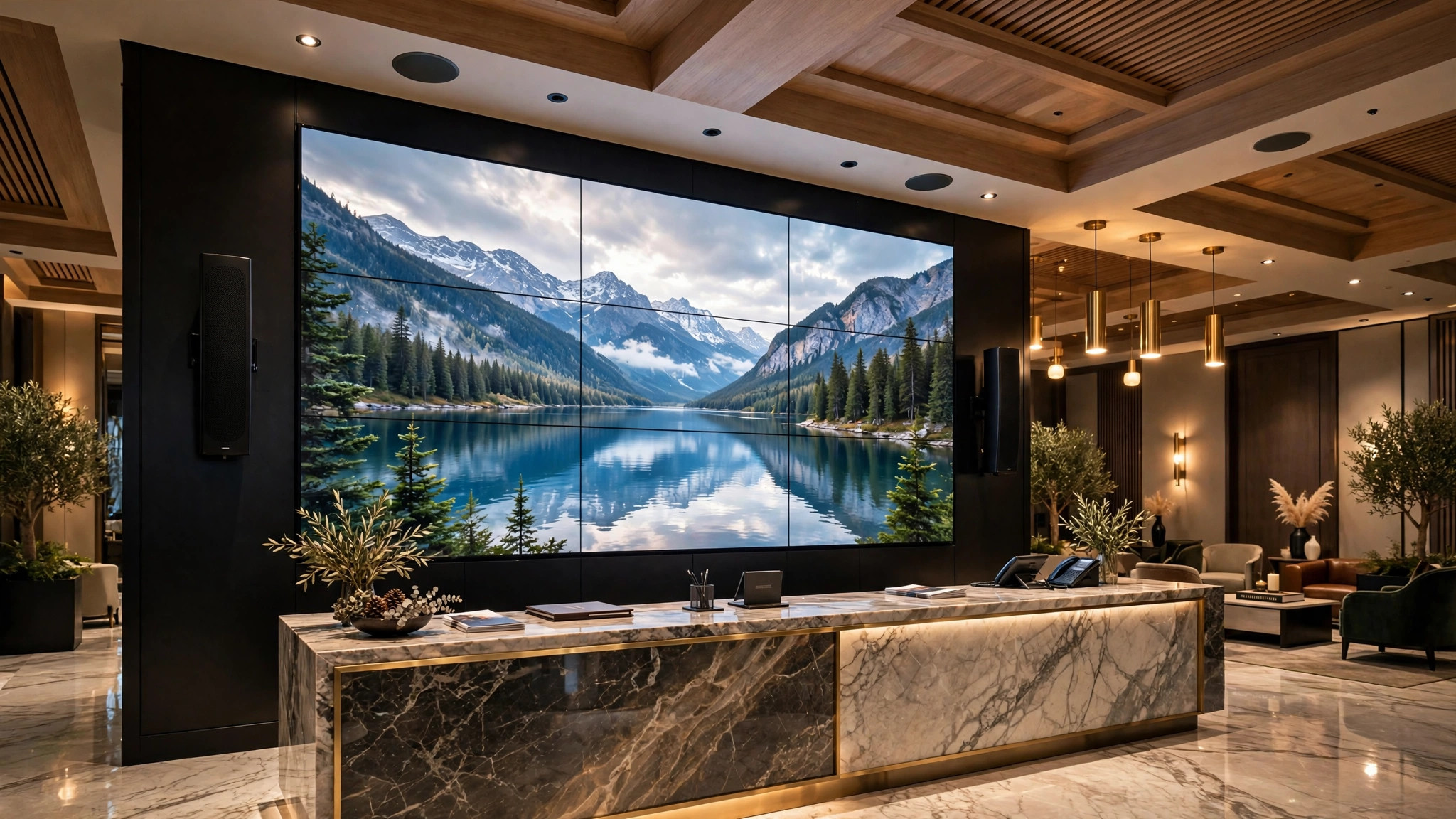 Hotel lobby video wall in Kelowna - commercial LED display installation