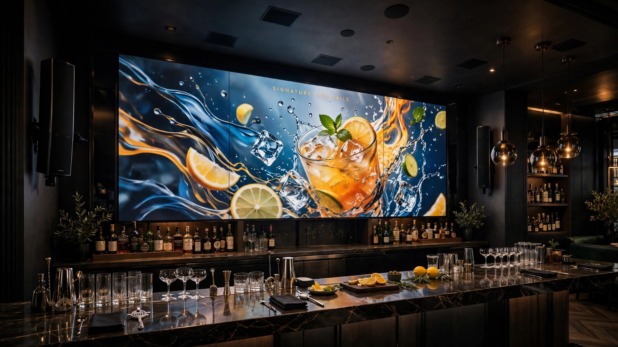 Restaurant LED video wall Vernon Okanagan - bar display