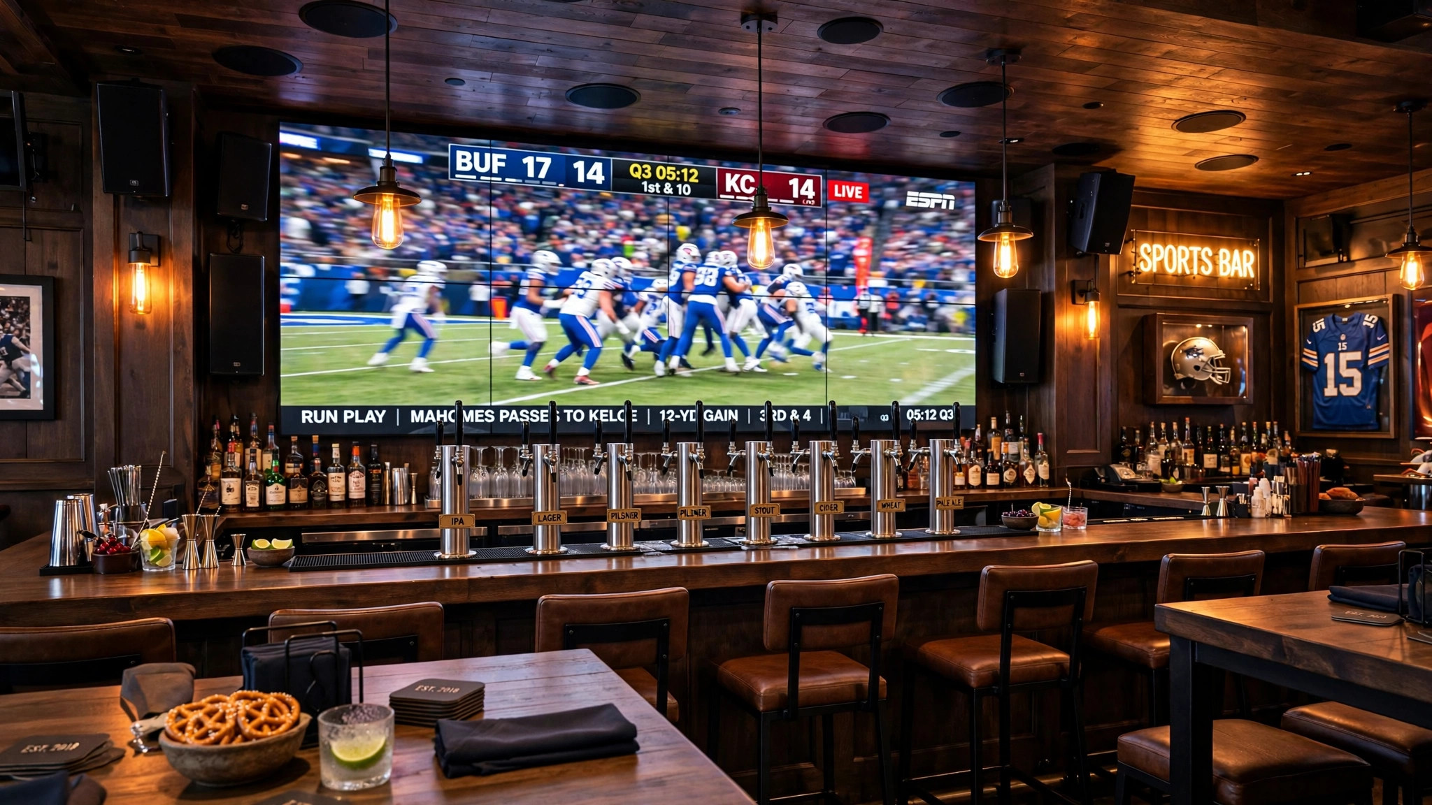 Sports bar video wall West Kelowna Okanagan - game day