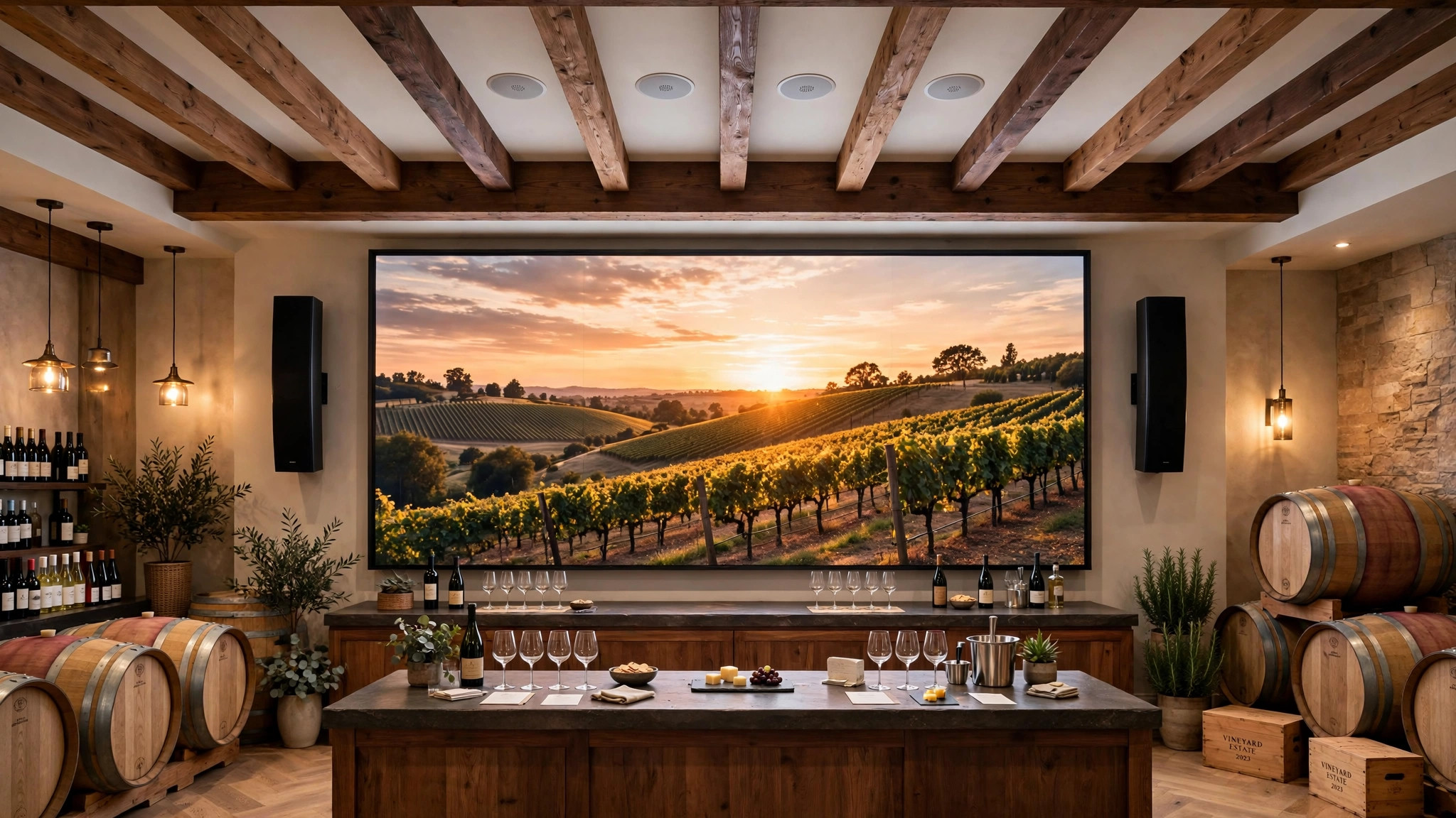 Osoyoos winery tasting room - LED video wall Okanagan